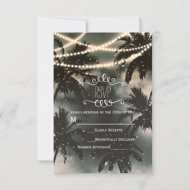Enchanted Night Sky Palm Trees & Lights RSVP (Front)