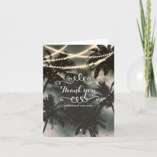 Enchanted Night Sky Palm Trees & String Lights Letterpress Thank You Card