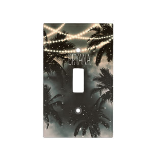 Enchanted Night Sky Palm Trees & String Lights Light Switch Cover