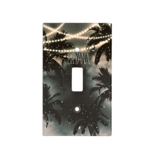 Enchanted Night Sky Palm Trees  String Lights Light Switch Cover