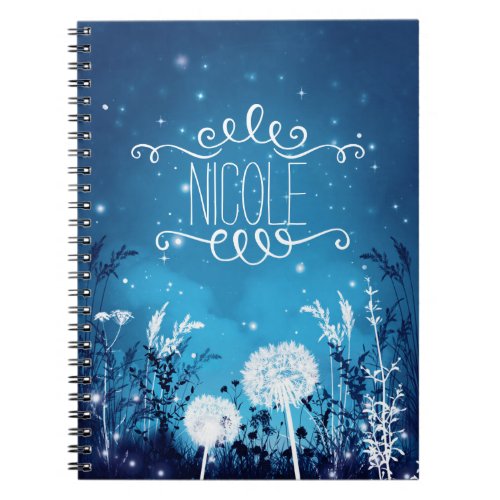 Enchanted Night Sky Stars  Foliage Blue Journal