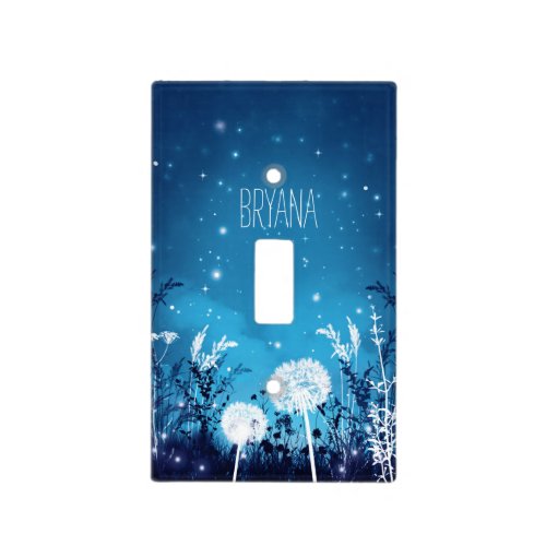 Enchanted Night Sky Stars  Foliage Blue Rustic Light Switch Cover