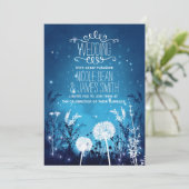 Enchanted Night Sky Stars & Foliage Blue Wedding Invitation (Standing Front)