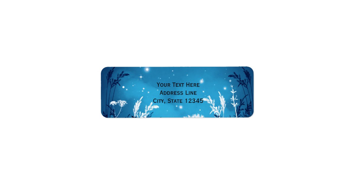 Enchanted Night Sky Stars & Foliage Blue Wedding Label | Zazzle