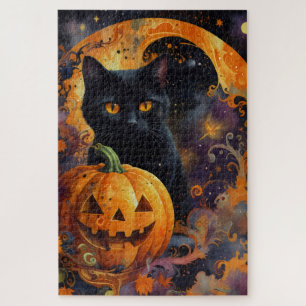 Enchanted Night: The Cat and the Pumpkin Jigsaw Puzzle