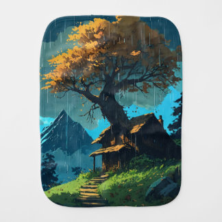 Enchanted Nightfall: A Stormy Landscape Inspired b Baby Burp Cloth