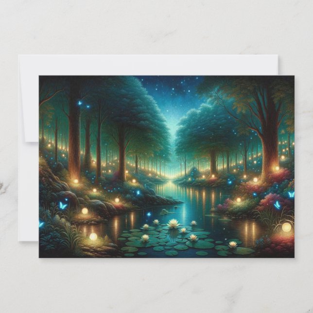 Enchanted Nightfall: Luminescence at the Lake Invitation (Front)