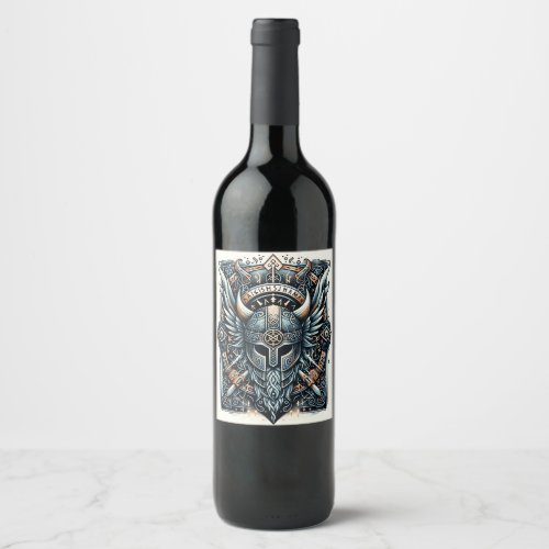 Enchanted Norse Legends Viking Imagery Wine Label