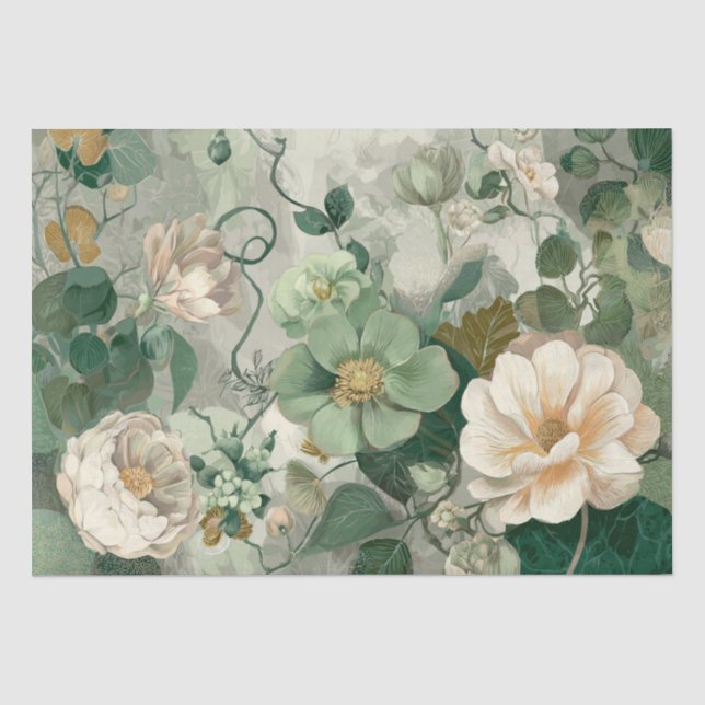 Enchanted Nouveau Garden Botanical Tissue Paper (Front)
