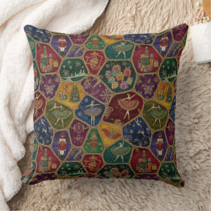 Enchanted Nutcracker Ballet Christmas Throw Pillow