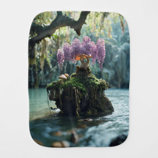 Enchanted Oasis: Floating Rock of Magic Flora Baby Burp Cloth