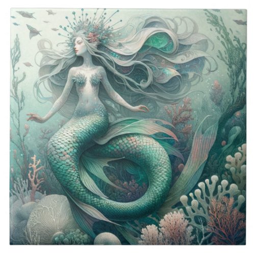 Enchanted Ocean Mermaid _ Artistic Ceramic Tile