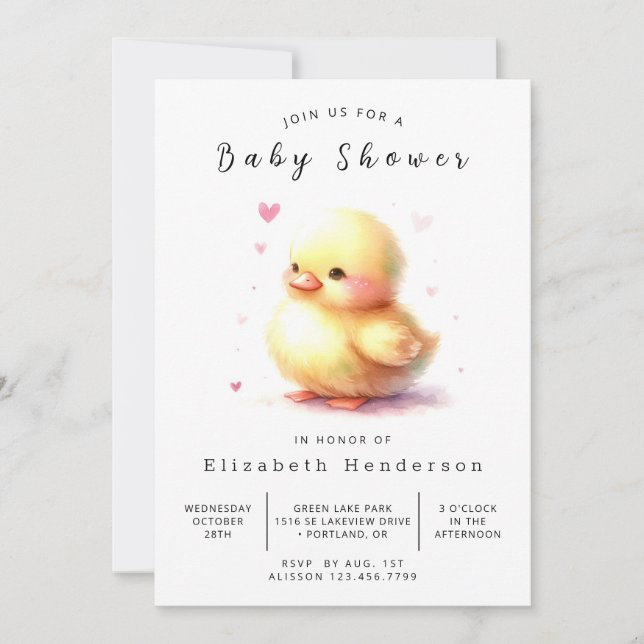 Enchanted Online Duck Baby Shower Invitation (Front)