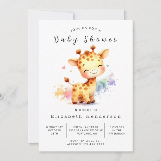 Enchanted Online Giraffe Baby Shower  Invitation (Front)