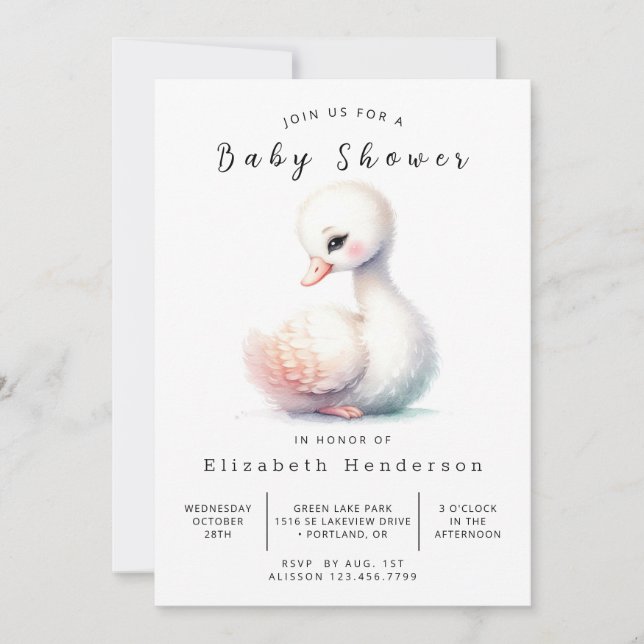 Enchanted Online Swan Baby Shower Invitation (Front)