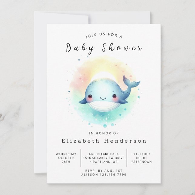 Enchanted Online Whale Baby Shower Invitation (Front)