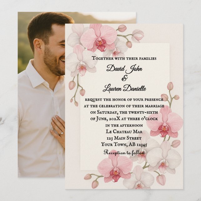 Enchanted Orchid Photo Wedding Invitation (Front/Back)