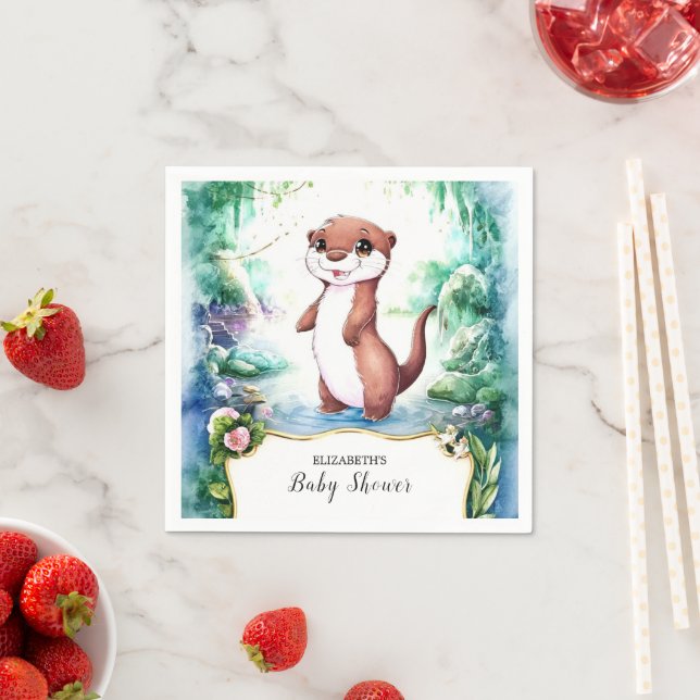 Enchanted Otter Baby Shower Napkins (Insitu)