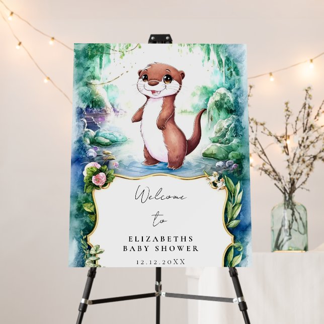 Enchanted Otter Baby Shower Welcome Sign (In Situ (Stand))