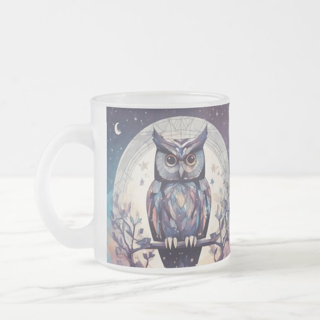 Enchanted Owl Full Moon White Mug - 15 oz (Left)