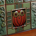 Enchanted Owl in a Box Arts & Crafts Movement Ceramic Tile<br><div class="desc">Immerse yourself in the world of artistry and elegance with our Enchanted Owl Perched in Box ceramic tile, inspired by the iconic Arts and Crafts Movement. In the tranquil shadows of a quaint wooden box, a sage owl finds its roost. This motif speaks volumes about the love for nature and...</div>