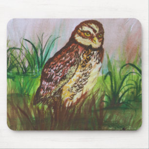 Enchanted Owl Watercolor Art Mouse Pad