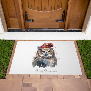 Enchanted Owl Woodland Christmas Welcome Doormat