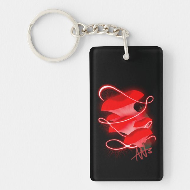 Enchanted Oyster Glowing Red Mushroom Acrylic Keychain (Front)