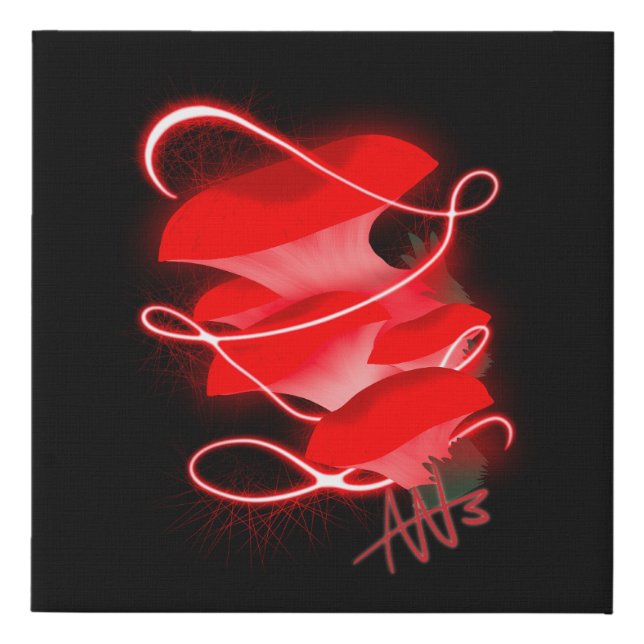 Enchanted Oyster Glowing Red Mushroom Faux Canvas Print (Front)