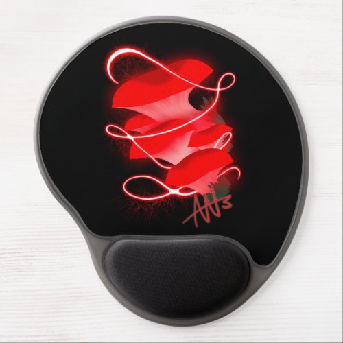 Enchanted Oyster Glowing Red Mushroom Gel Mouse Pad