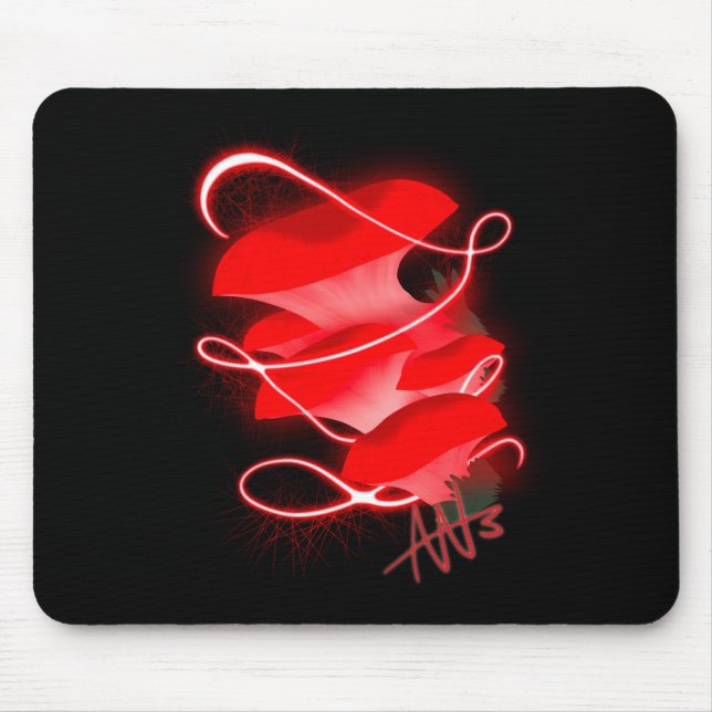 Enchanted Oyster Glowing Red Mushroom Mouse Pad (Front)
