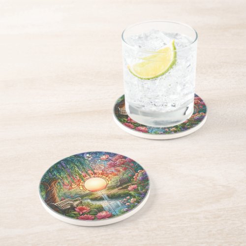 Enchanted Park Stained Glass Mosaic  Coaster
