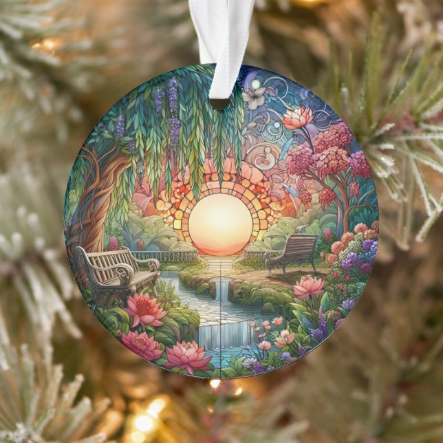 Enchanted Park Stained Glass Mosaic  Ornament (Tree)