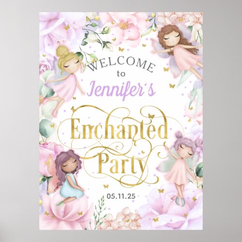 Enchanted party Fairy themed girl birthday welcome Poster
