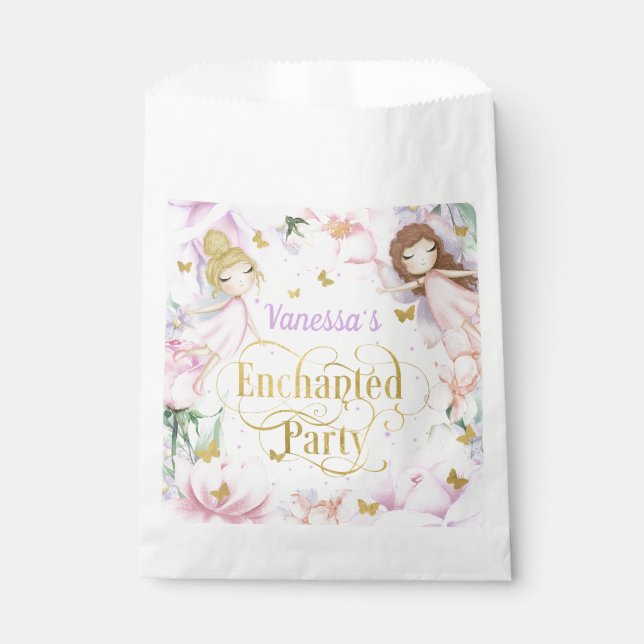 Enchanted party, Garden fairy themed birthday Favor Bag (Front)