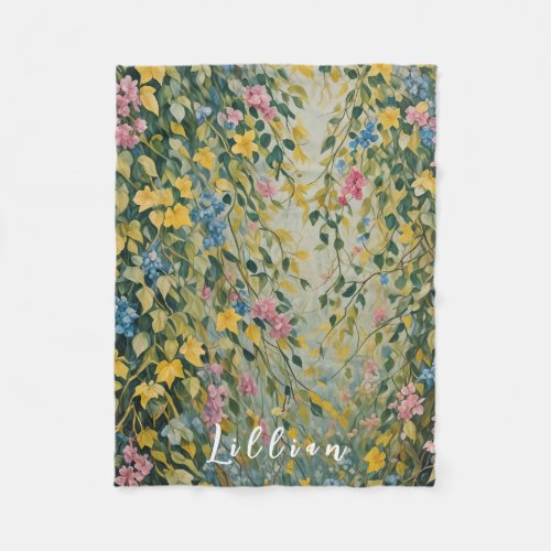 Enchanted Passage Pastel Secret Garden Fleece Blanket