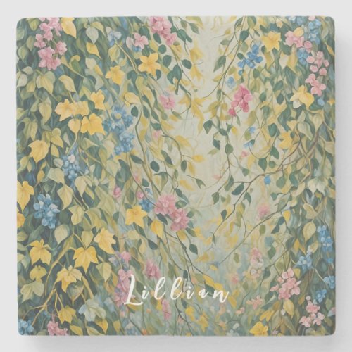 Enchanted Passage Pastel Secret Garden Stone Coaster