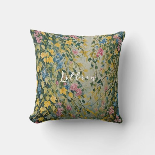 Enchanted Passage Pastel Secret Garden Throw Pillow