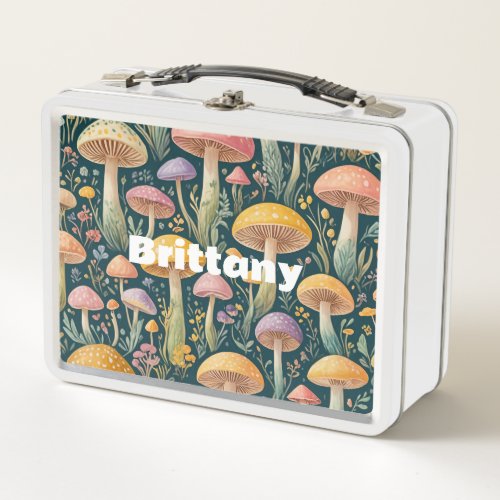 Enchanted Pastel Fairytale Mushrooms Metal Lunch Box