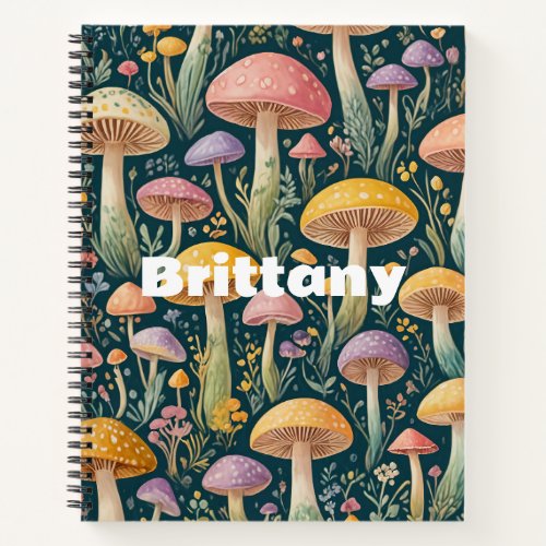 Enchanted Pastel Fairytale Mushrooms Notebook