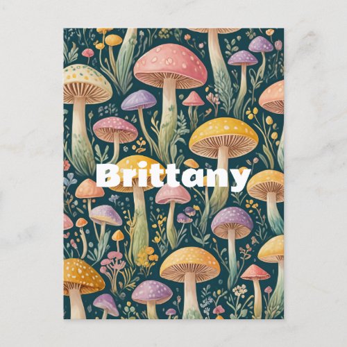 Enchanted Pastel Fairytale Mushrooms Postcard