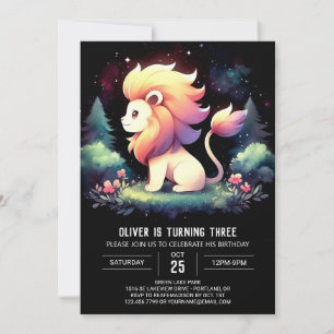 Enchanted Pastel Lion Birthday Invitation