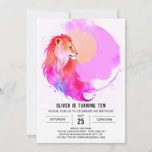  Enchanted Pastel Lion Birthday Invitation