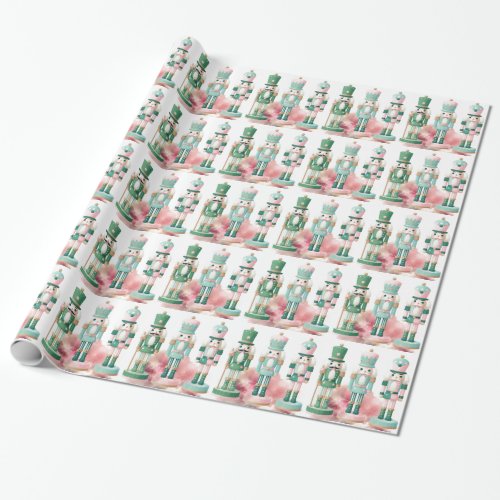 Enchanted Pastel Nutcrackers Watercolor Backdrop Wrapping Paper