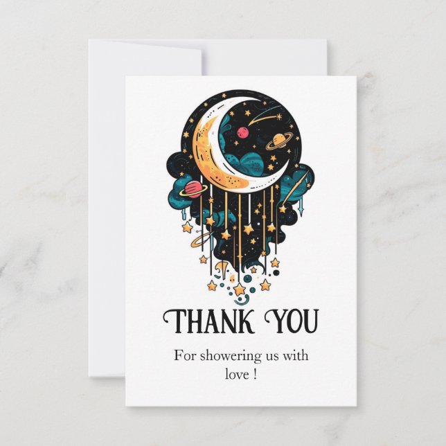 Enchanted Pastel Stars Baby Shower Thank You Card (Front)