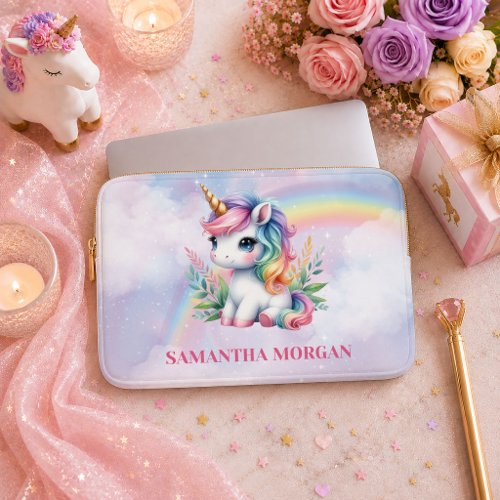 Enchanted Pastel Unicorn Girl Birthday Laptop Case