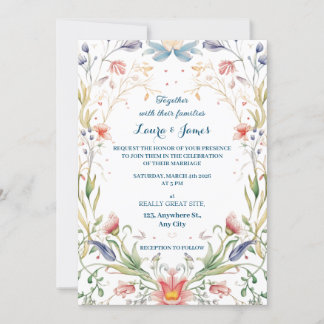 Enchanted Pastel watercolor Floral Garden Wedding Invitation