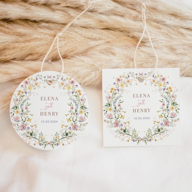 Enchanted Pastel Wildflower Garden Wedding Favor Tags (Creator Uploaded)
