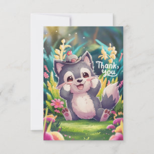 Enchanted Pastel Wolf Thank You Card