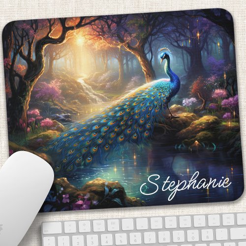 Enchanted Peacock by Serene Pond Mouse Pad